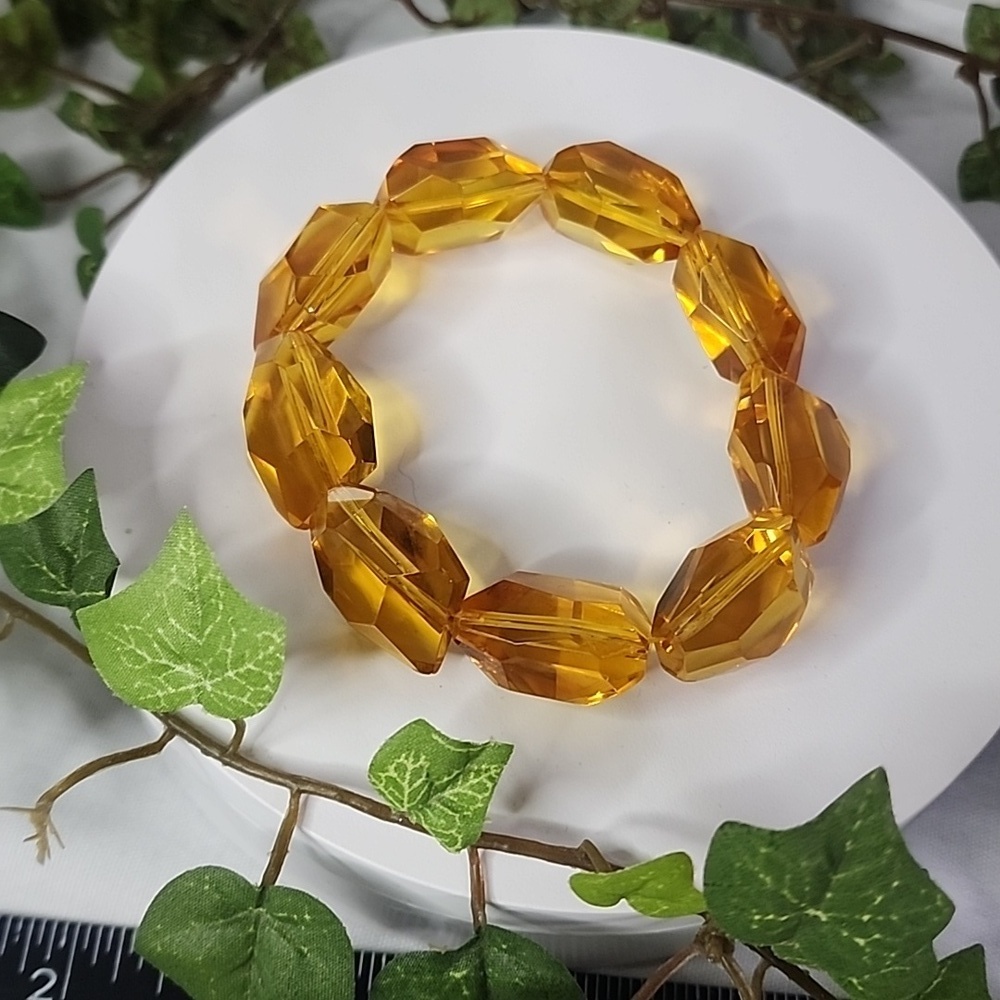 Honey Solid Glass Bead Stretch Bracelet